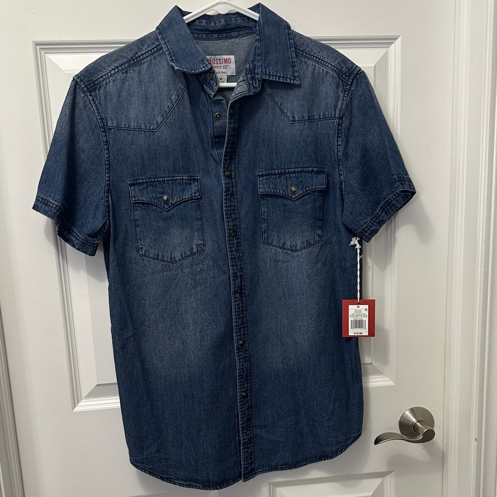 Mossimo Supply Co. Dark Blue Casual Button Down Shirt